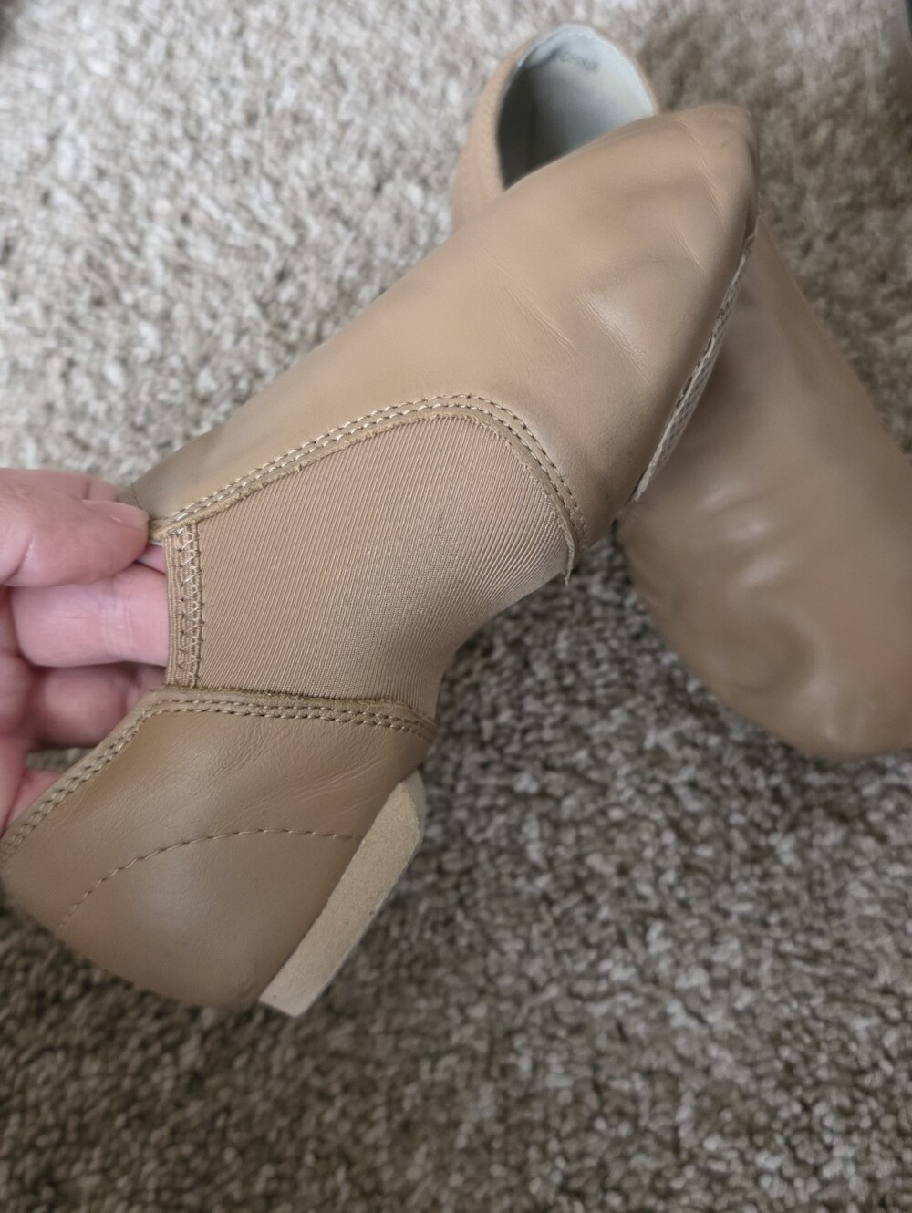 Jazz Neutral Tan Slip-On Leather Dance Shoes - Picture 3 of 5